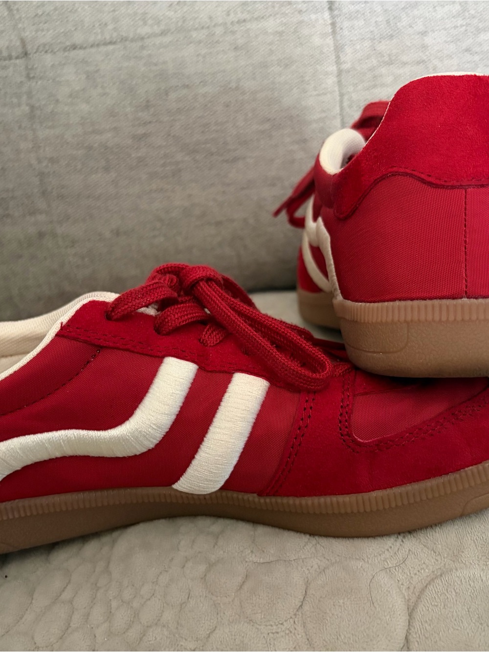 H&M Red Sneakers with White Stripes